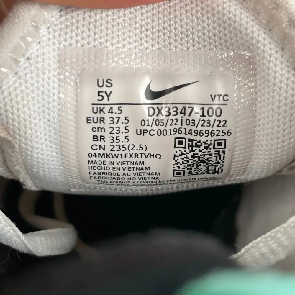Size 5Y Women's 7.5 Nike Air Max 270 White Mesh Running Sneakers Athletic Shoes